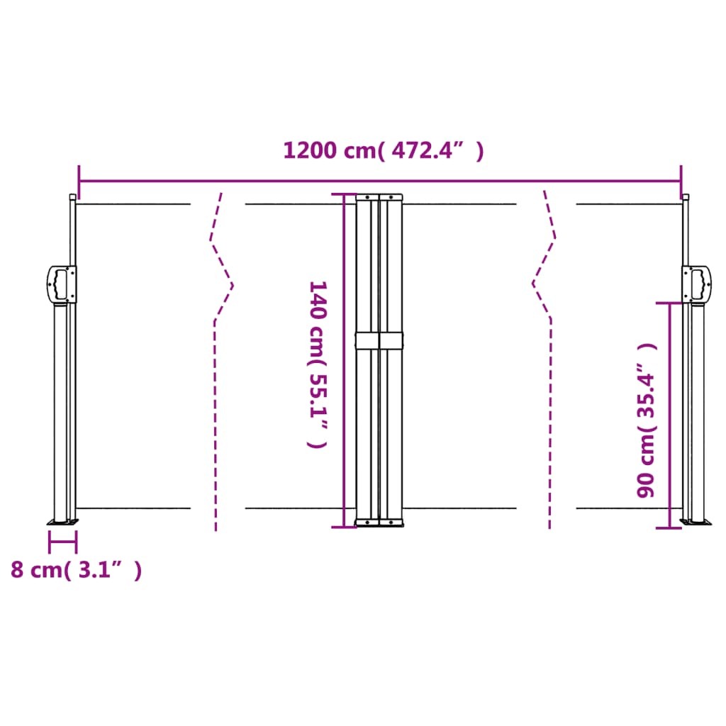 Retractable Side Awning Anthracite 55.1"x472.4