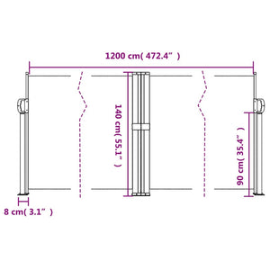 Retractable Side Awning Anthracite 55.1"x472.4