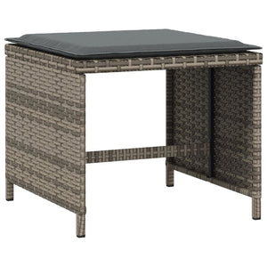 Patio Stools with Cushions 4 pcs Gray 15.7"x15.7"x13.8" Poly Rattan