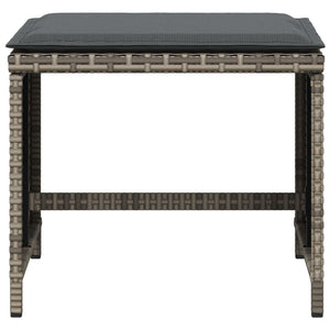 Patio Stools with Cushions 4 pcs Gray 15.7"x15.7"x13.8" Poly Rattan