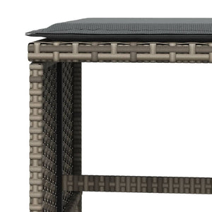 Patio Stools with Cushions 4 pcs Gray 15.7"x15.7"x13.8" Poly Rattan