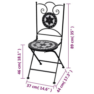 Folding Bistro Chairs 2 pcs Ceramic Black and White