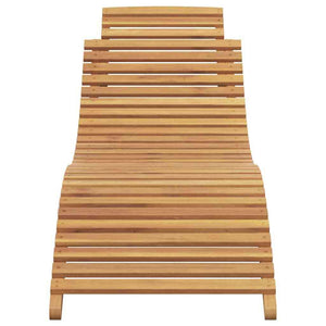 Sun Lounger Solid Teak Wood Brown