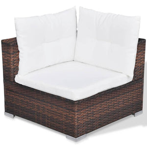 10 Piece Patio Lounge Set with Cushions Poly Rattan Brown