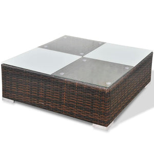 10 Piece Patio Lounge Set with Cushions Poly Rattan Brown