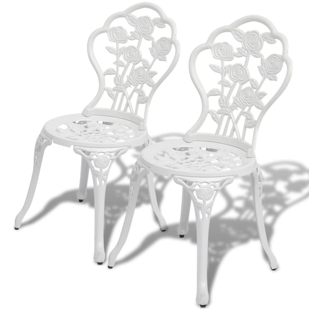 3 Piece Bistro Set Cast Aluminum White