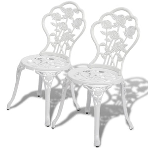 3 Piece Bistro Set Cast Aluminum White