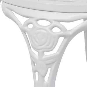 3 Piece Bistro Set Cast Aluminum White
