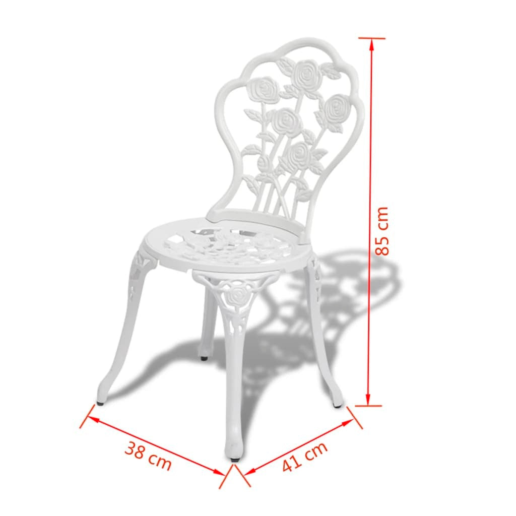 3 Piece Bistro Set Cast Aluminum White