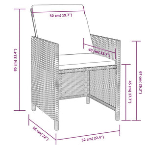 5 Piece Patio Dining Set Poly Rattan and Acacia Wood Black