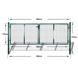 Fence Gate Steel 118.1x39.4" Green