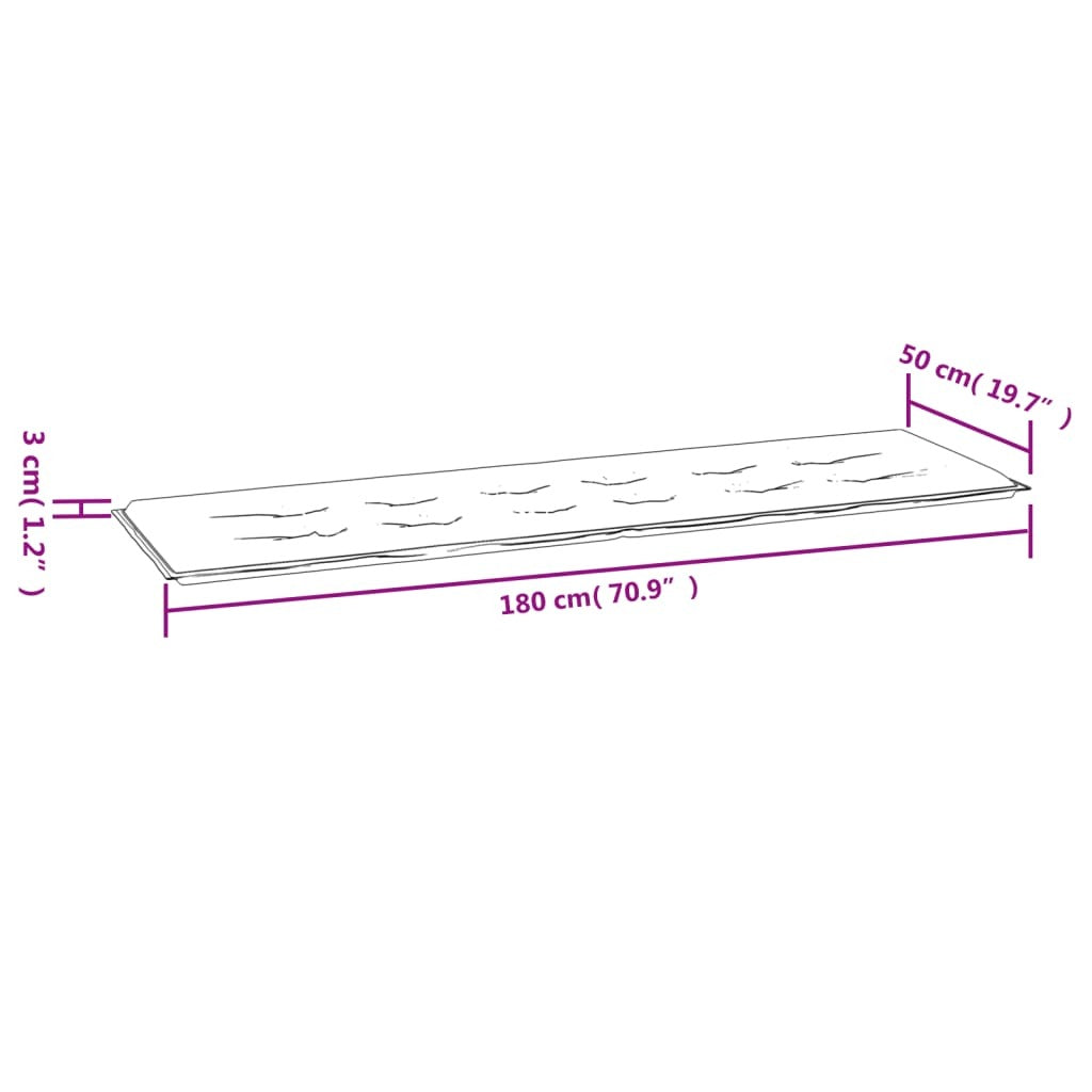Garden Bench Cushion Gray 70.9"x19.7"x1.2" Oxford Fabric