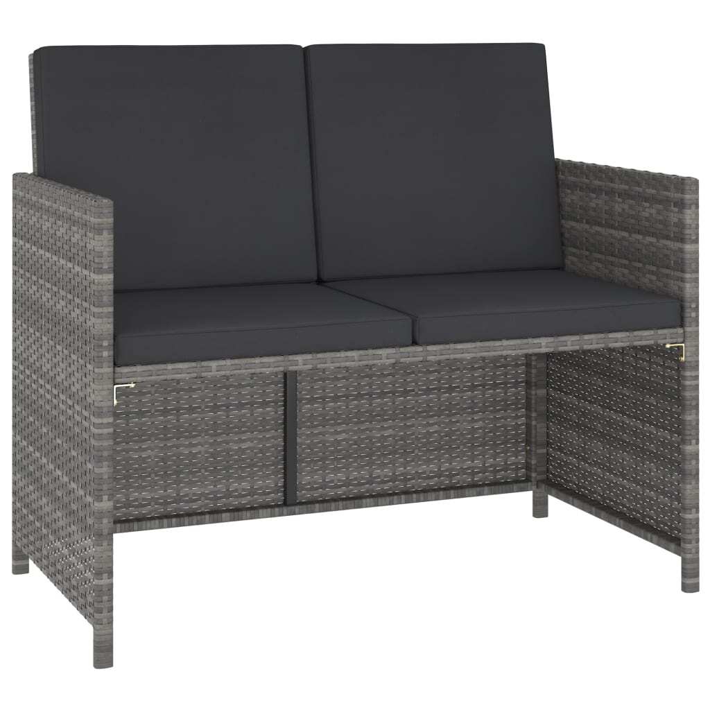 6 Piece Patio Dining Set with Cushions Poly Rattan Gray