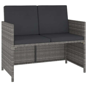 6 Piece Patio Dining Set with Cushions Poly Rattan Gray
