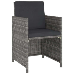 6 Piece Patio Dining Set with Cushions Poly Rattan Gray