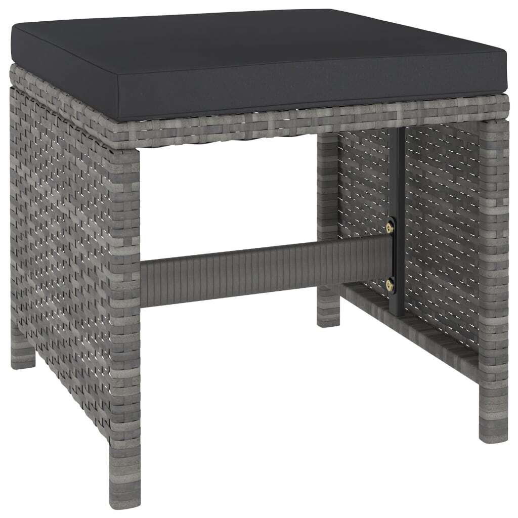 6 Piece Patio Dining Set with Cushions Poly Rattan Gray