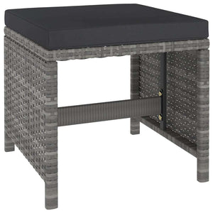 6 Piece Patio Dining Set with Cushions Poly Rattan Gray