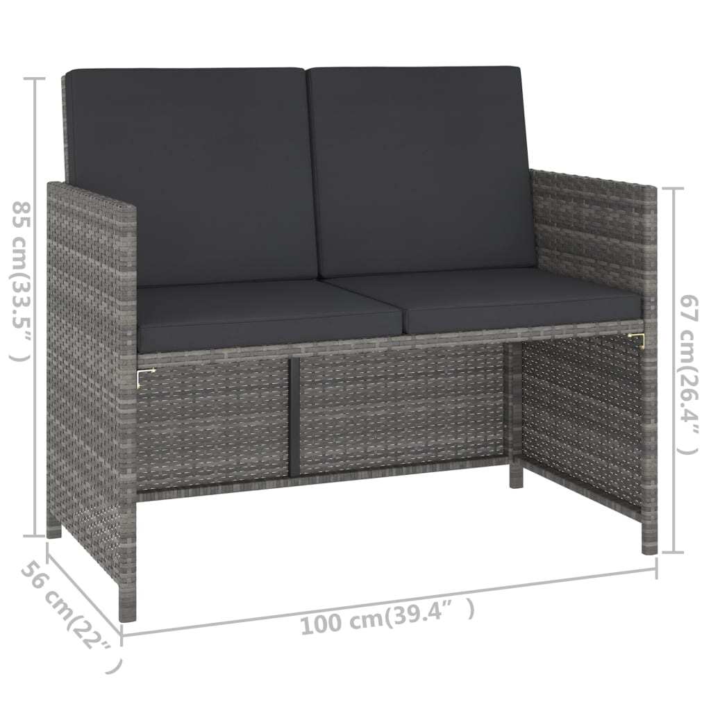 6 Piece Patio Dining Set with Cushions Poly Rattan Gray