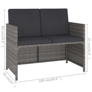 6 Piece Patio Dining Set with Cushions Poly Rattan Gray