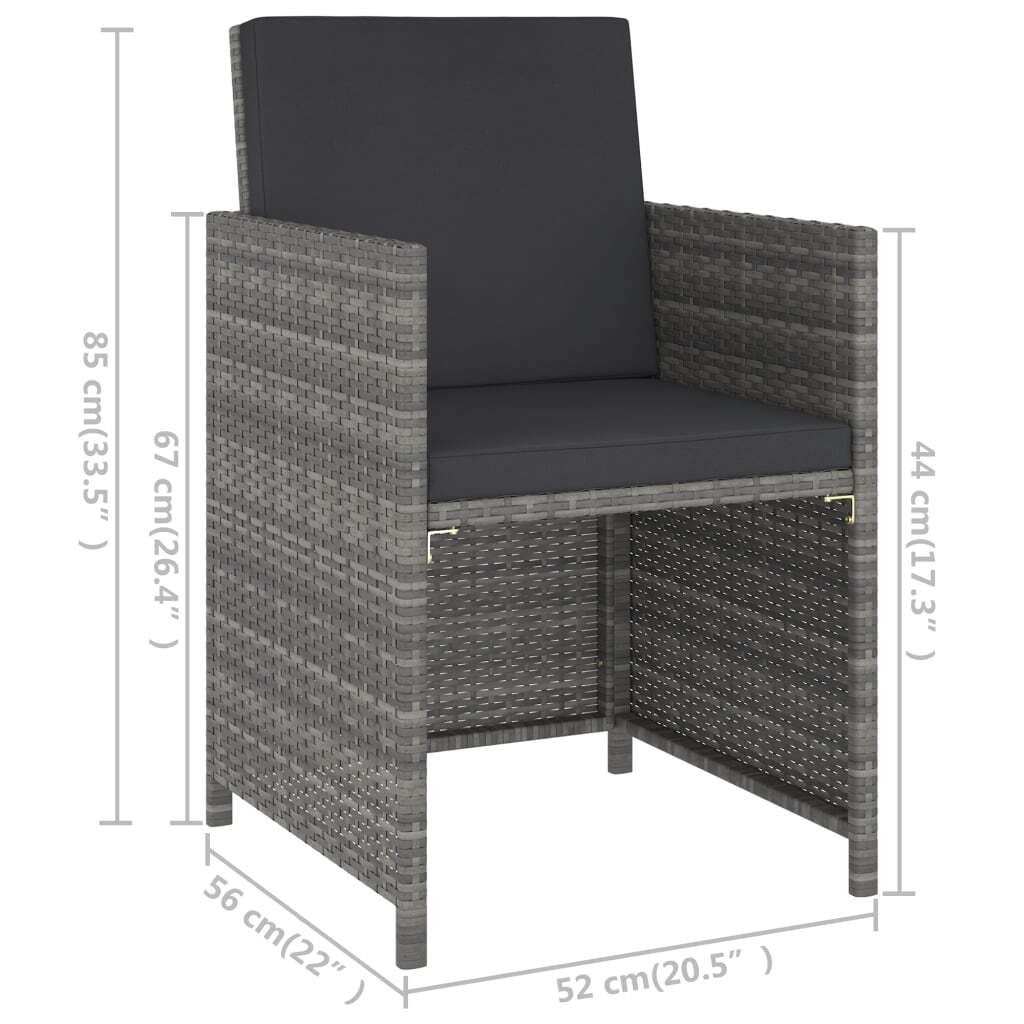 6 Piece Patio Dining Set with Cushions Poly Rattan Gray