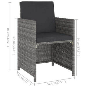 6 Piece Patio Dining Set with Cushions Poly Rattan Gray