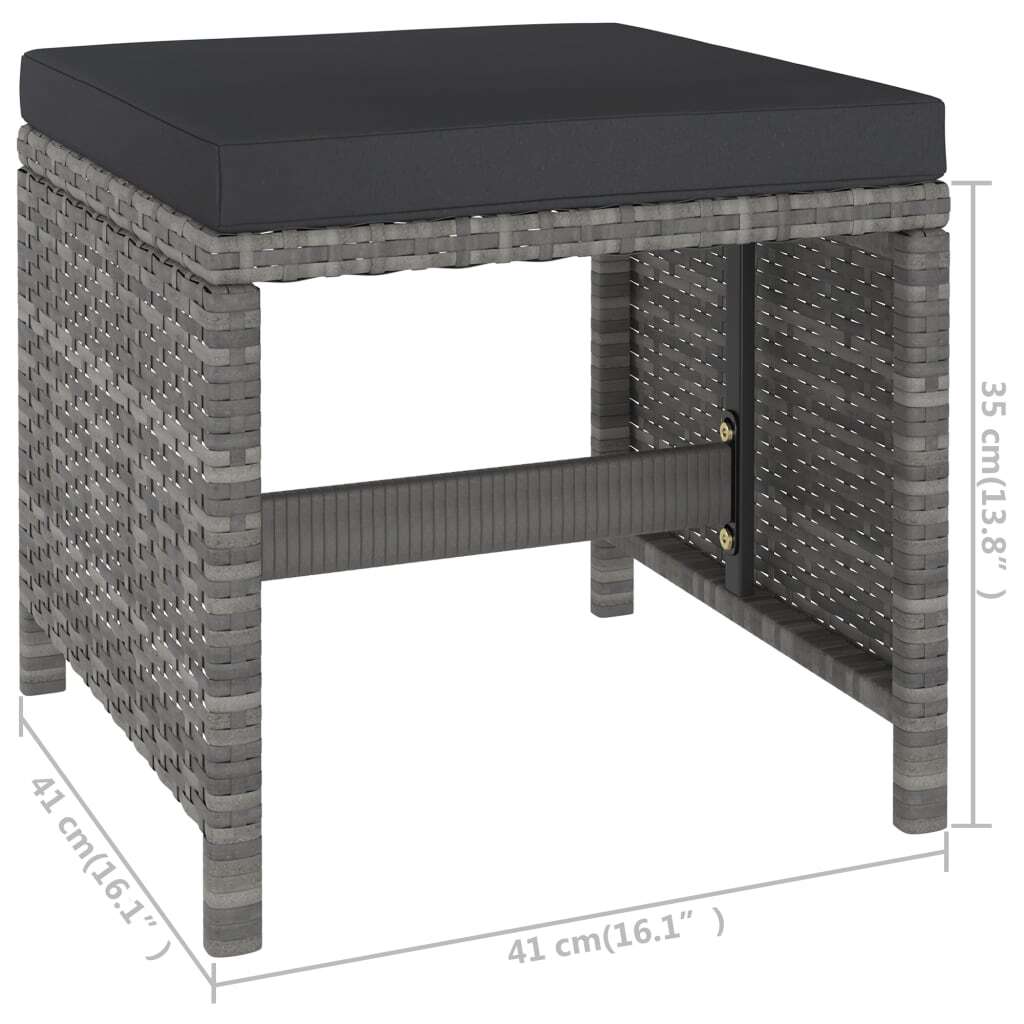6 Piece Patio Dining Set with Cushions Poly Rattan Gray