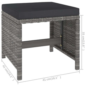 6 Piece Patio Dining Set with Cushions Poly Rattan Gray
