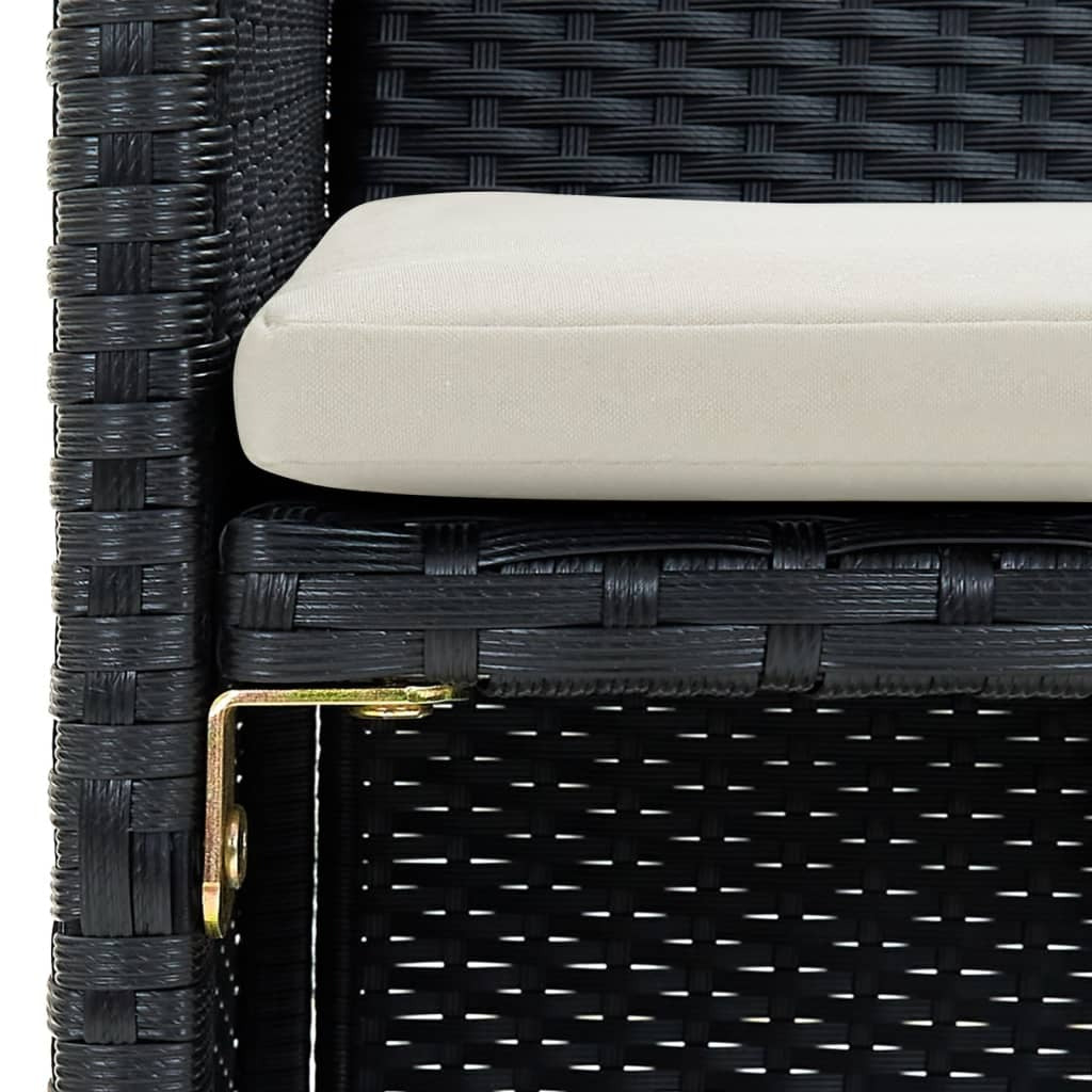 2 Seater Patio Sofa with Cushions Black Poly Rattan