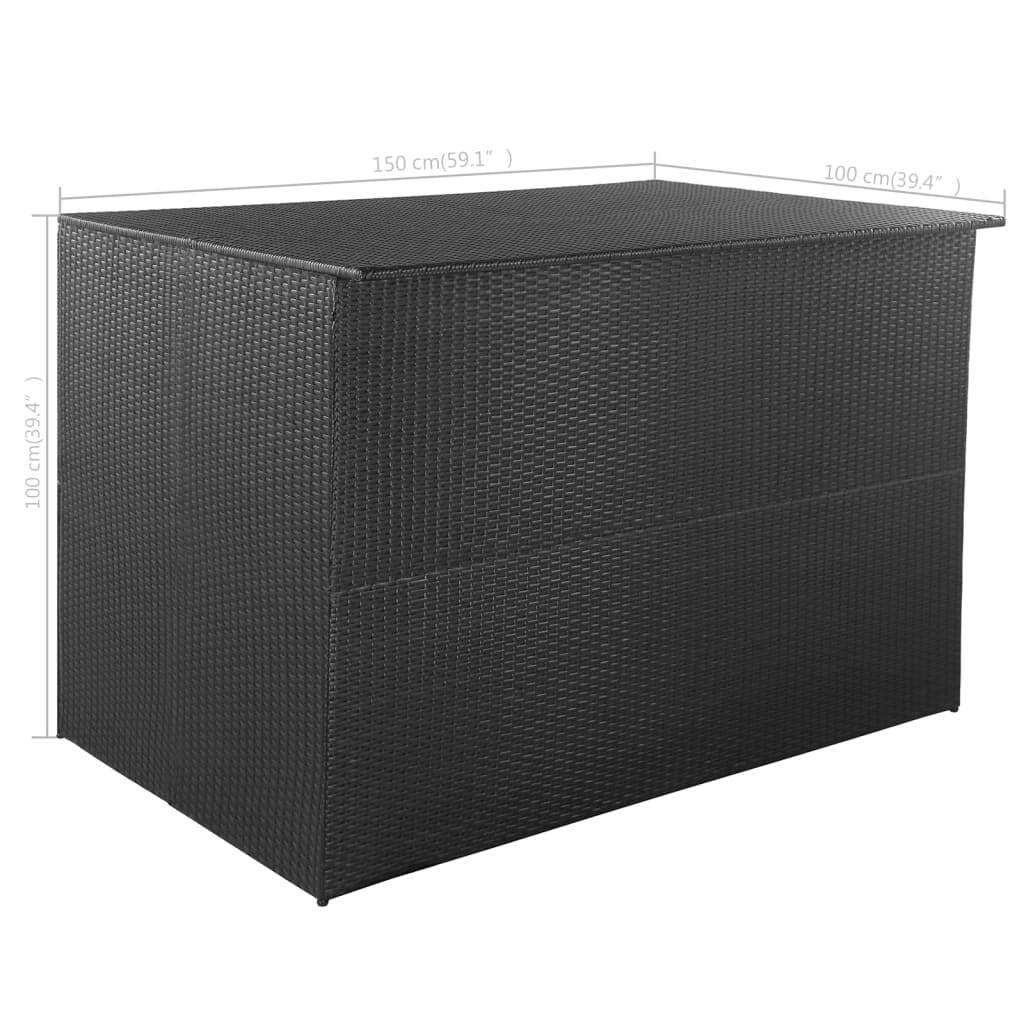 Patio Storage Box Black 59"x39.4"x39.4" Poly Rattan