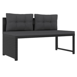 4 Piece Patio Lounge Set Poly Rattan Black