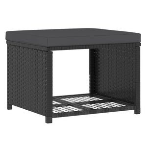 4 Piece Patio Lounge Set Poly Rattan Black