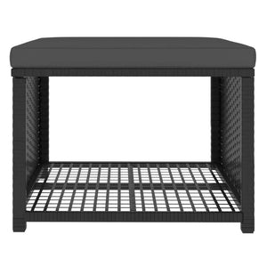 4 Piece Patio Lounge Set Poly Rattan Black