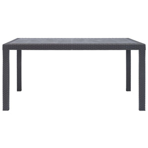 Patio Table Brown 59"x35.4"x28.3" Plastic Rattan Look