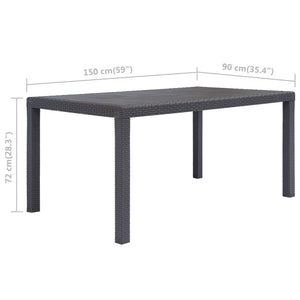 Patio Table Brown 59"x35.4"x28.3" Plastic Rattan Look
