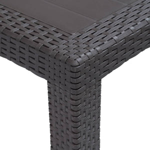 Patio Table Brown 86.6"x35.4"x28.3" Plastic Rattan Look