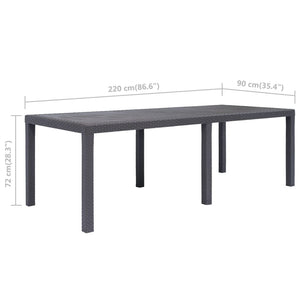 Patio Table Brown 86.6"x35.4"x28.3" Plastic Rattan Look