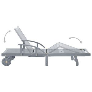 Patio Sun Lounger Gray Solid Acacia Wood