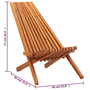 Folding Patio Lounge Chair Solid Acacia Wood