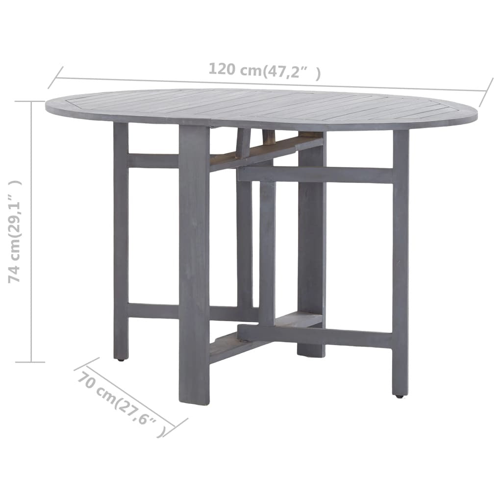 Patio Table Gray 47.2"x27.6"x29.1" Solid Acacia Wood