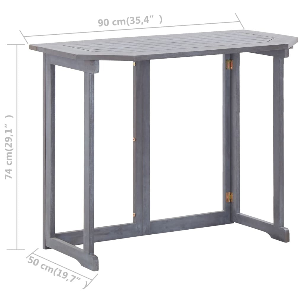 Folding Balcony Table 35.4"x19.7"x29.1" Solid Acacia Wood