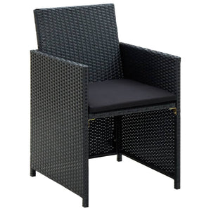 4 Piece Patio Lounge Set with Cushions Poly Rattan Black