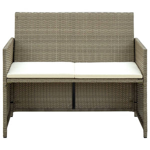 2 Seater Patio Sofa with Cushions Beige Poly Rattan