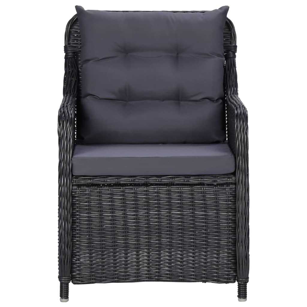 Patio Chairs 2 pcs with Cushions Poly Rattan Black