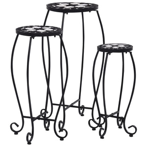 Mosaic Tables 3 pcs Black and White Ceramic