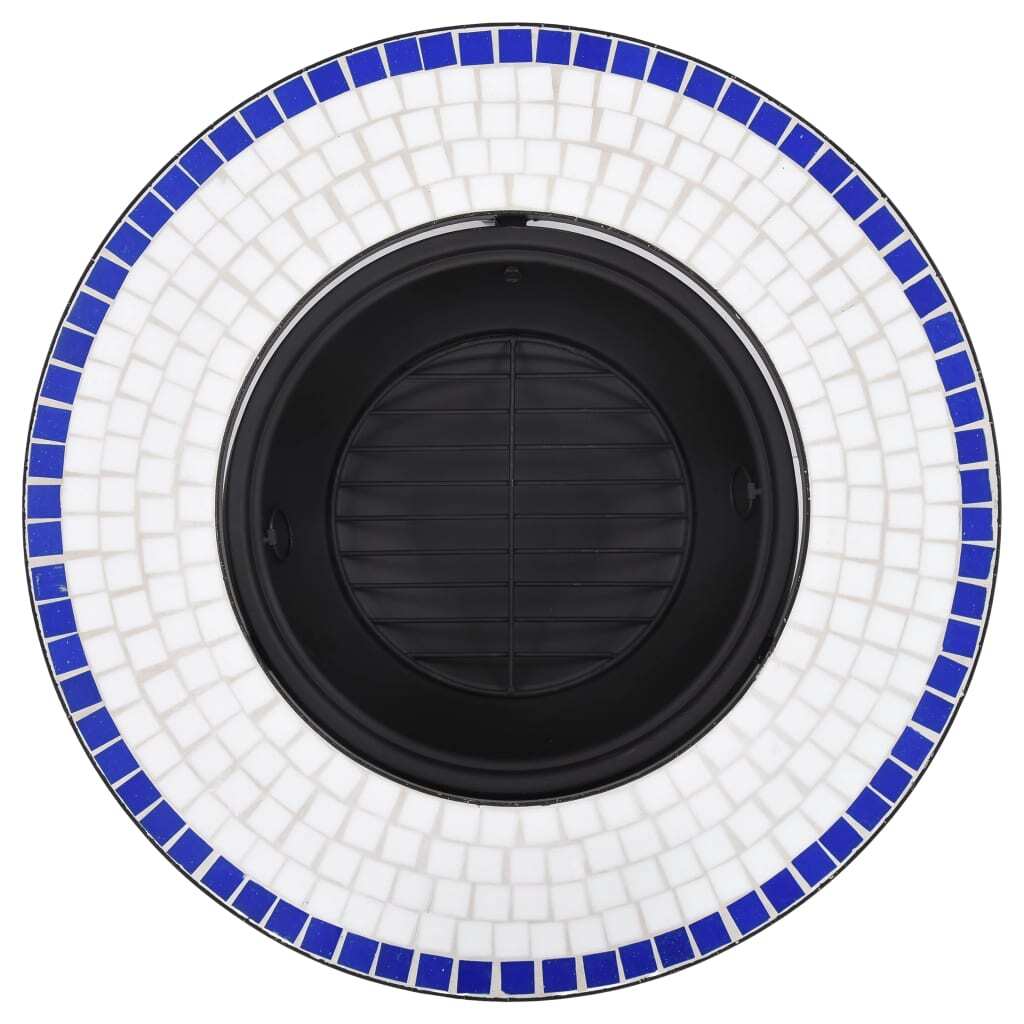 Mosaic Fire Pit Blue and White 26.8" Ceramic
