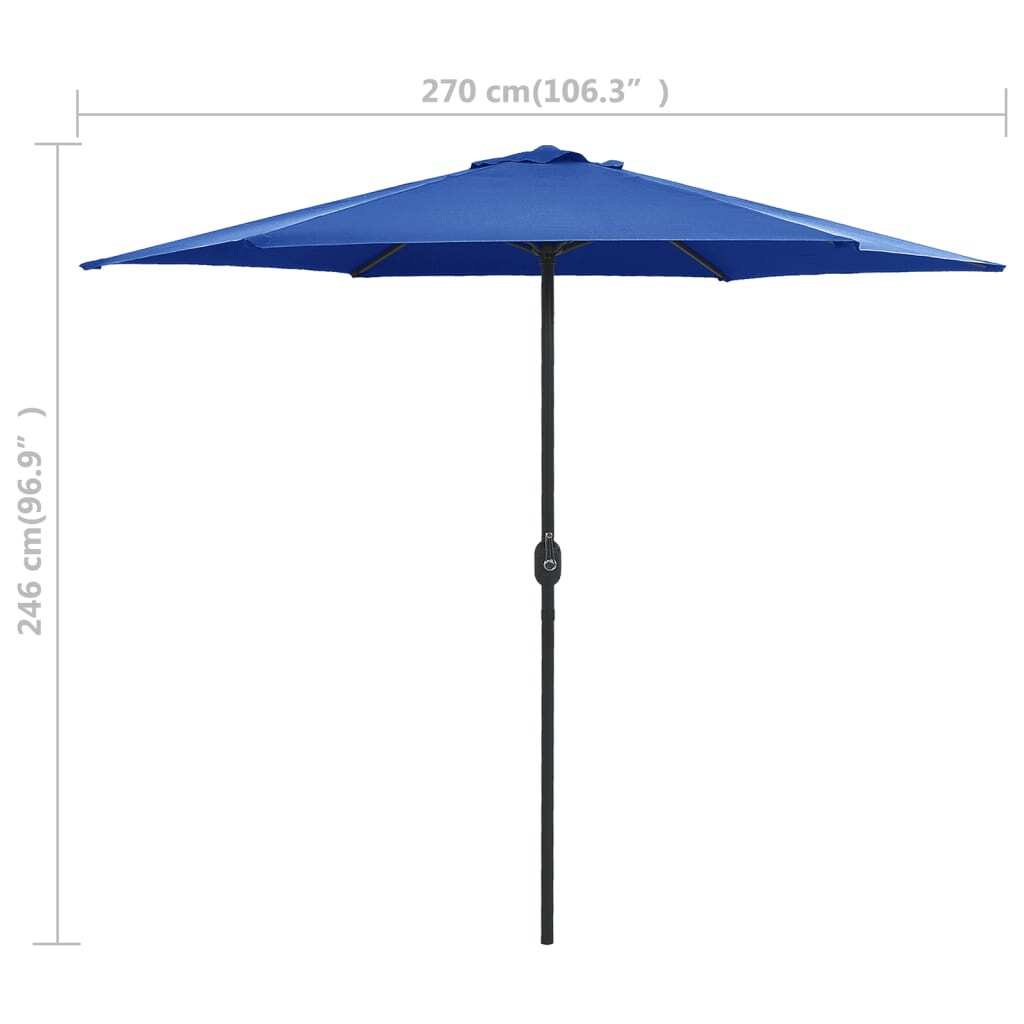 Garden Parasol with Aluminum Pole 106.3"x96.9" Azure Blue