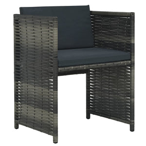 3 Piece Bistro Set with Cushions Poly Rattan Gray