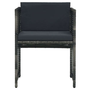 3 Piece Bistro Set with Cushions Poly Rattan Gray