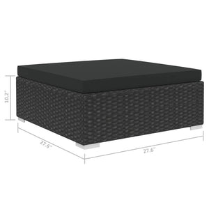 4 Piece Patio Lounge Set with Cushions Poly Rattan Black