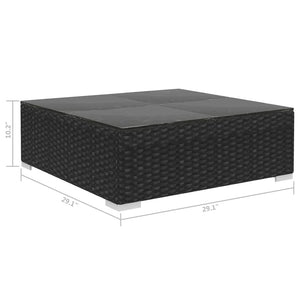 4 Piece Patio Lounge Set with Cushions Poly Rattan Black